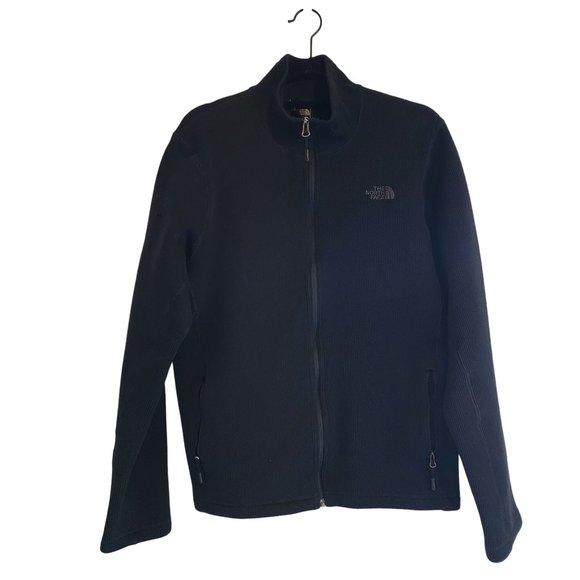 The North Face Ribbed Mens Zip Up Jacket Size L Black - Picture 1 of 4